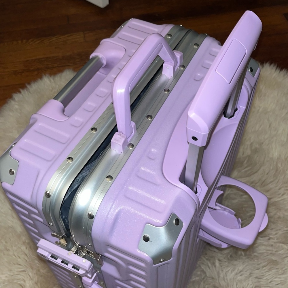 20" Carry-On Aluminum Frame ABS + PC Shell Suitcase - ZIPPERLESS - Picture 4 of 9